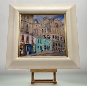 Susan Reid (Scottish Contemporary), Victoria Street Edinburgh, oil, signed bottom right, inscribed