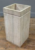 A limestone garden planter, of rectangular form with square opening to top: Height 50cm Width 24cm