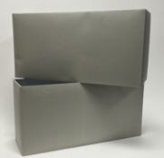 A pair of Porta Romana grey silk lamp shades of rectangular form (h. 23.5cm x l. 46cm) (2)