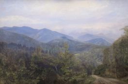 A 19thc School, A Forrest Landscape, oil on canvas, in a gilt composition frame. (49cmx74cm)