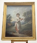 A 19thc School, in the style of Thomas Gainsborough, A Rural Country Young Milk Maid (Lavinia),