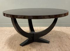 An Eichholtz Umberto dining table, in the Art Deco style with circular inlaid top on highly polished