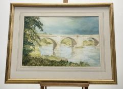 A 20thc School, A British Bridge landscape, watercolour, signed indistinclty bottom right, in a