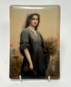 After Charles Landelle (French, 1812-1908), A late 19thc hand painted porcelain plaque depicting '