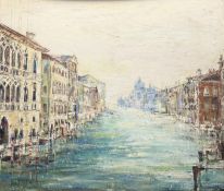 A Contemporary School, Venice Grand Canal, oil on board, signed indistictly / dated 85 verso,