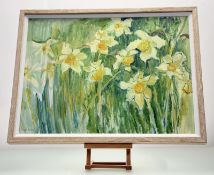 Ann Bovey, Daffodils, mixed media on paper, signed pencil bottom left, in a glazed frame. (