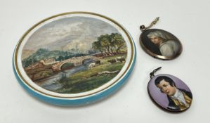 After Guido Reni (Italian,1575-1642), a 19thc Continental ceramic portrait miniature of Beatrice