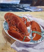 Brita Granström (Swedish 1969-), Cooked Lobster, acrylic on canvas, initalled and dated 2016