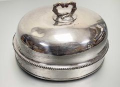 An impressive late 19thc Sheffield plated oval meat dish cover with twin C scroll handle to top