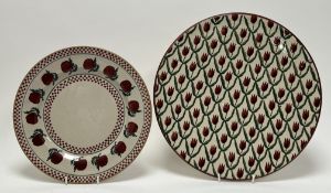 A Nicholas Mosse large plate decorated with repeating tulip pattern (d. 35cm), together with a