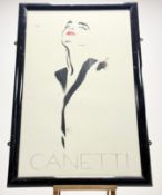 A Vintage 1980's Canetti Poster, in a glazed frame. (97cmx60cm)
