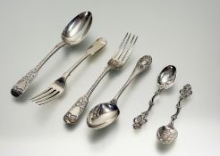A William IV Newcastle silver fiddle patern desert spoon with later decoration Newcastle 1840