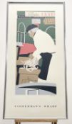 A Contemporary School, Fisherman's Wharf, acrylic, signed pencil Green / Green, in a glazed
