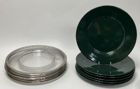 A collection of Italian Pottery Barn glass plates/placemats with chrome borders (d. 33.5cm),