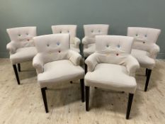 A set of six Eichholtz 'Key Largo' dining chairs, rolled button-back and arms upholstered in mid-