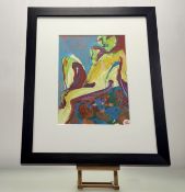 Linda Jack, Seated Figure, acrylic on paper, signed and dated '86 bottom right, inscribed verso,