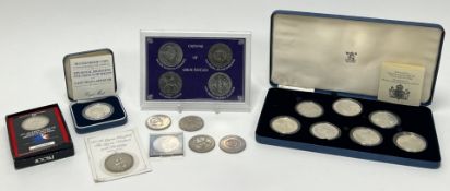 A Royal Mint Queen Elizabeth The Queen Mother set of eight silver proof 80th Birthday Crowns in