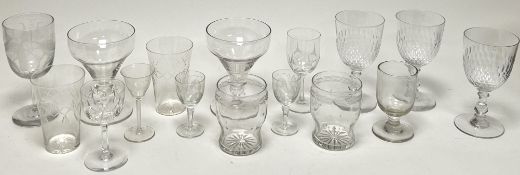 A mixed collection of late 19thc and 20thc glassware, comprising a pair of Victorian star cut