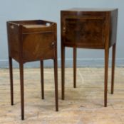 A small George III style mahogany pot cupboard, of characteristic form with pierced handles to the