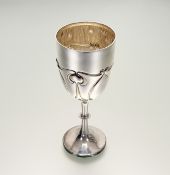 An Edwardian silver goblet, Atkin Brothers, Sheffield 1907, in the Art Nouveau taste, repousse
