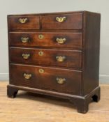 A small George II oak chest of drawers, second quarter 18th century the rectangular top over two