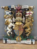 A large polychrome painted cast-iron Scottish Royal Coat of Arms, probably early 20th century,