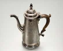 A George III silver coffee pot Thomas Wallis II, London 1778, of tapering cylindrical form, on a