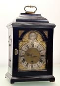 A Scottish ebonised brass-mounted bracket clock, possibly 18th century with later movement and