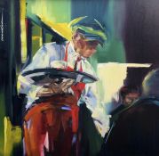 Y Cecilia Cardiff (Scottish, Contemporary), Coffee Culture, signed upper left, titled and signed