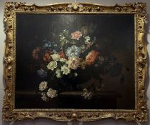 Jean-Baptiste Monnoyer (French 1636-1699), Peonies, Hyacinths, Honeysuckle and Nasturtiums in an Urn