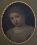 English School, late 18th/early 19th Century, Study of the Head of a Girl, unsigned, oil, oval,