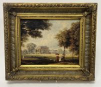 After Henry Bryan Ziegler (1798-1874), Bushy Park, Bushy House print on canvas, in gilt