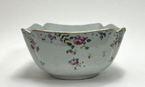 An early 19thc Chinese Famille Rose export ware punch bowl, decorated with handpainted hydrangea