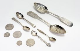 A pair of George III Dublin John Power silver fiddle pattern table spoons with later engraved and