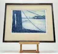 Peter Chase (Contemporary School), Evening Light, Rotherhithe, aquatint screenprint, 3/50, signed,