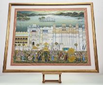 A 19thc Indian Mughal School, A Royal Wedding Procession, watercolour and gouache on paper, in a