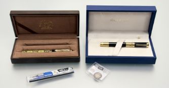 A cased Waterman Paris Fountain pen, with engraved floral band, with Pen Shop Limited recipet, a