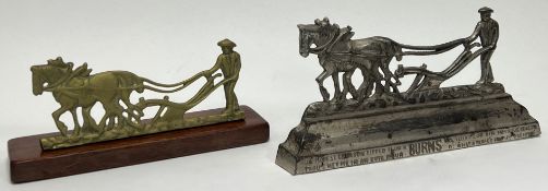 An early 20thc Greenlees of Glasgow chimney ornament depicting a farmer with their horse and plough,