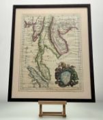 A Southeast Asia Map, Penisola dell India di la dal Gange, reproduction coloured after, in a