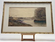 A British School, A Country House Lake scene, watercolour, unsigned, in a glazed gilt frame. (