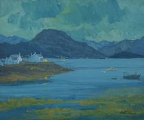 Irene Halliday (Scottish 1931-2023), Plockton Evening, gouache, signed bottom right, gallery label