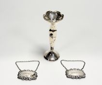 A pair of Queen Elizabeth II Birmingham silver Whisky and Sherry Georgian style chased decanter