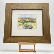 Kirsten Bell, Northumbria Landscape, textile stich-work, signed and dated '98 to mount, paper