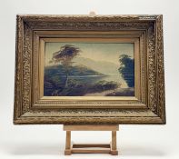 A Contemporary School, Lake District scene, watercolour on paper, in a composition frame. (16cmx26.
