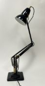 A deep blue Anglepoise 'The Original 1227' table lamp with brushed gilt hardware, untested (h. 72cm)