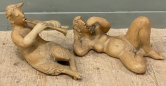 Illona Morrice (Danish 1954-), a pair of stoneware sculptures The Fawn and His Girlfriend, the