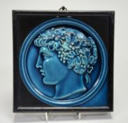 A framed late 19th Century Maw & Co Broseley Salop dust pressed tile of a Greek nobleman wearing a