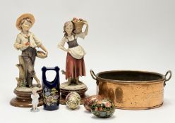 A collection of decorative wares comprising, two Italian 1980's Giuseppe Armani figures one of a boy