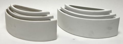 A set of three Astra 'Amalfi 365' white ceramic wall-hanging lights in the Art Deco style (l. 33cm x
