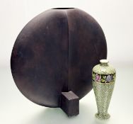 A 101 Copenhagen Guggenheim Oval coffee glazed ceramic vase (h-46cm w-48cm) together with a royal